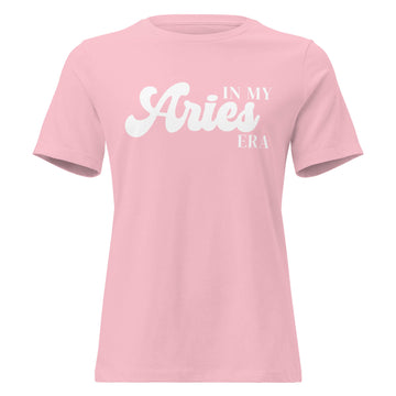 "In My Aries Era" zodiac graphic t-shirt, pink, women&