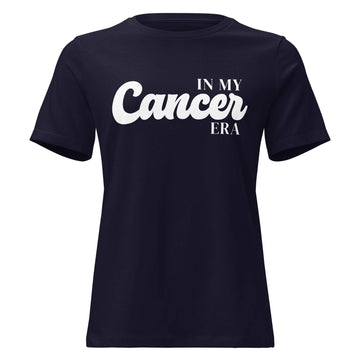 "In My Cancer Era" zodiac graphic t-shirt, navy blue, women&