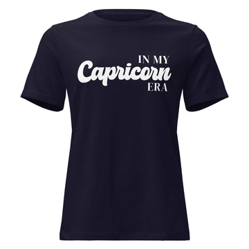 "In My Capricorn Era" zodiac graphic t-shirt, navy blue, women&