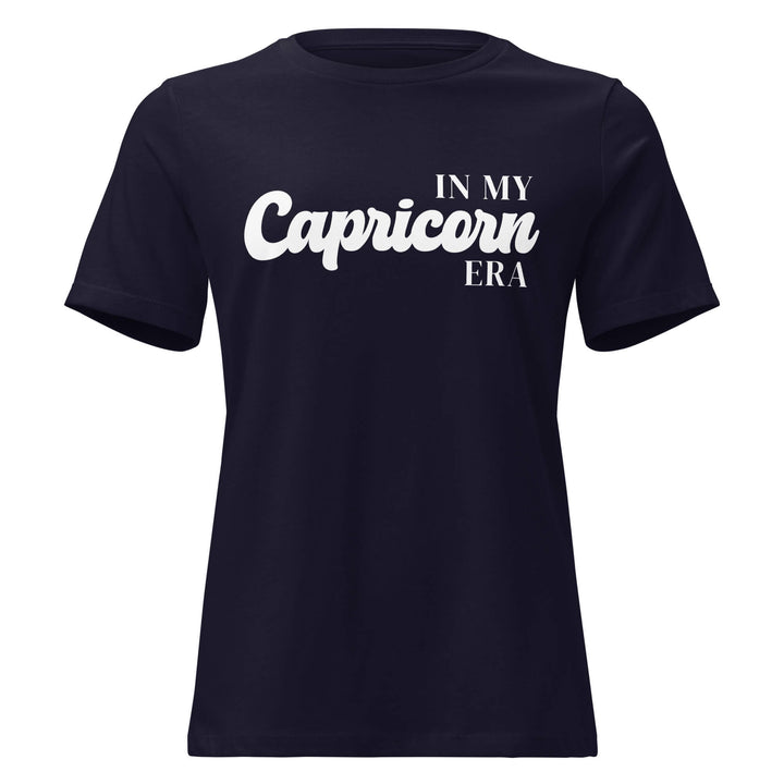 "In My Capricorn Era" zodiac graphic t-shirt, navy blue, women&