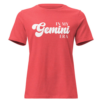 "In My Gemini Era" zodiac graphic t-shirt, coral red, women&