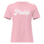 "In My Pisces Era" zodiac graphic t-shirt, pink, women's fitted astrology apparel, front flat lay