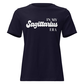 "In My Sagittarius Era" zodiac graphic t-shirt, navy blue, women&