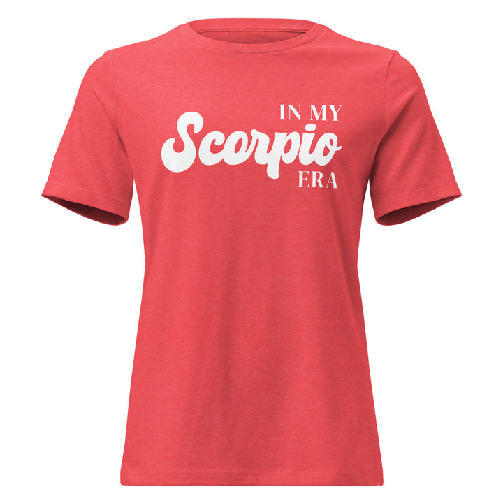 "In My Scorpio Era" zodiac graphic t-shirt, coral red, women&
