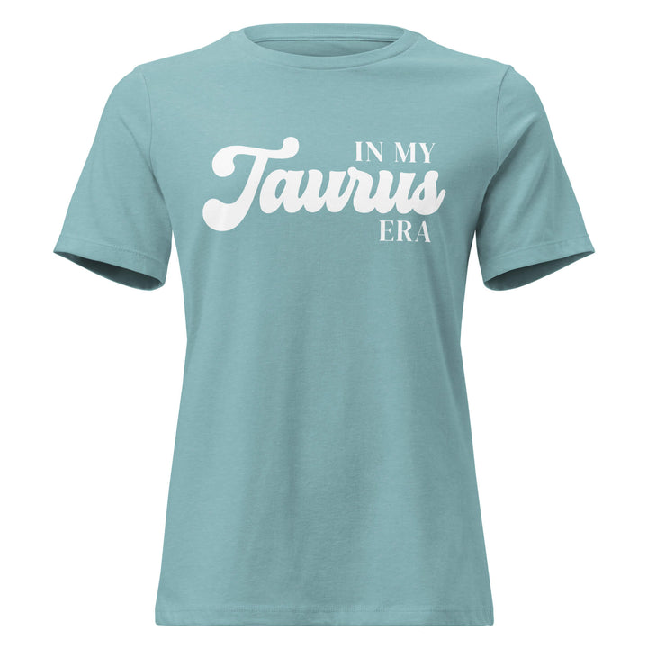 "In My Taurus Era" zodiac graphic t-shirt, lagoon blue, women&
