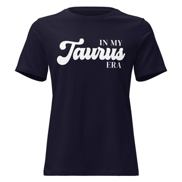 "In My Taurus Era" zodiac graphic t-shirt, navy blue, women&