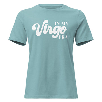 "In My Virgo Era" zodiac graphic t-shirt, lagoon blue, women&