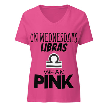 "On Wednesdays Libra Wears Pink" zodiac v-neck t-shirt, pink, women&