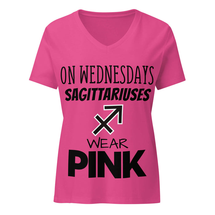 Sagittarius Zodiac V-Neck T-Shirt – Wears Pink