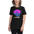 Person wearing Scorpio zodiac retro 80s graphic t-shirt, unisex astrology apparel