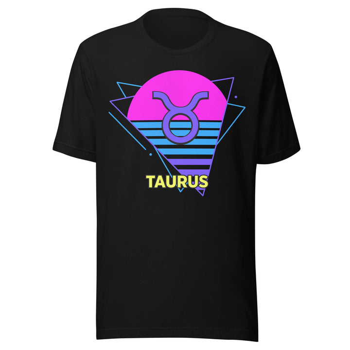 Black t-shirt with Taurus zodiac sign design on a white background