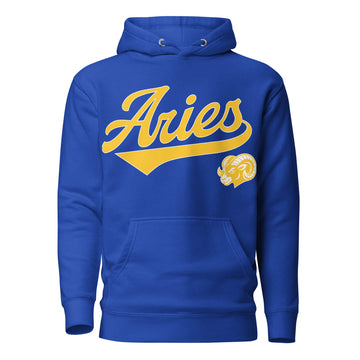 Blue hoodie with &
