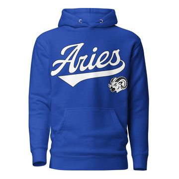 Blue hoodie with &