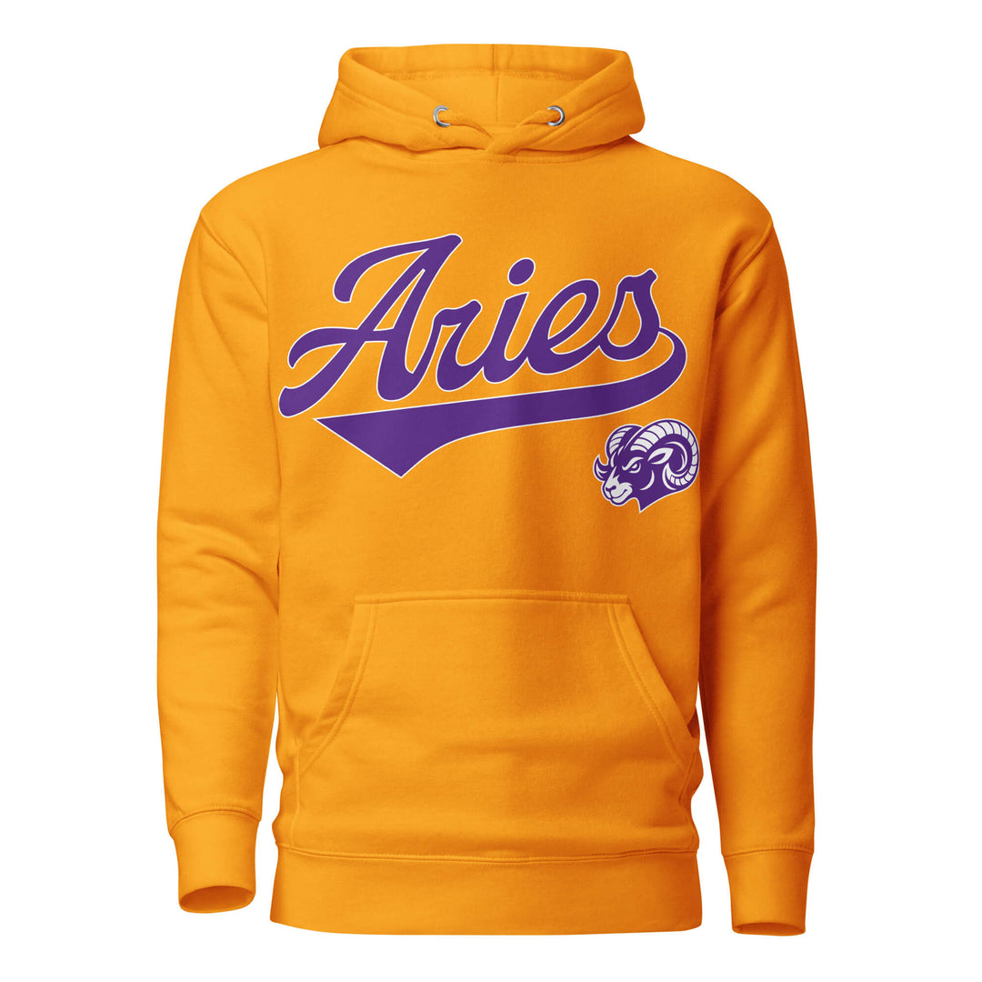 Gold hoodie with &