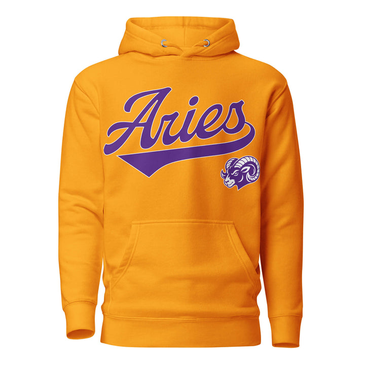 Gold hoodie with &