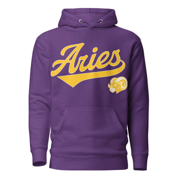 Purple hoodie with &