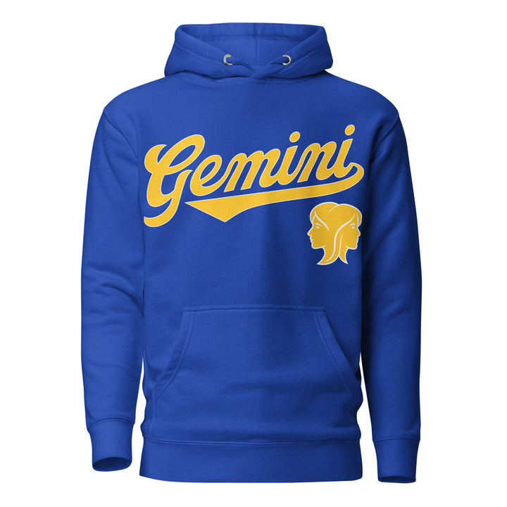 Blue hoodie with &