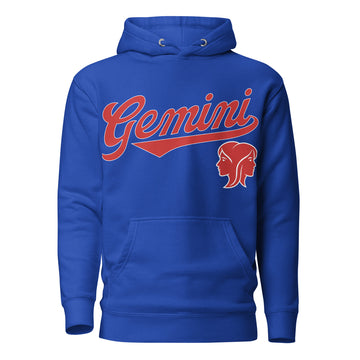 Blue hoodie with &
