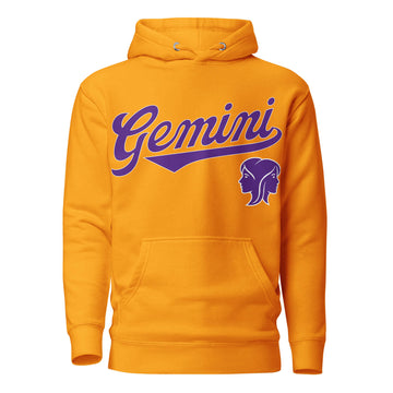 Gold hoodie with &