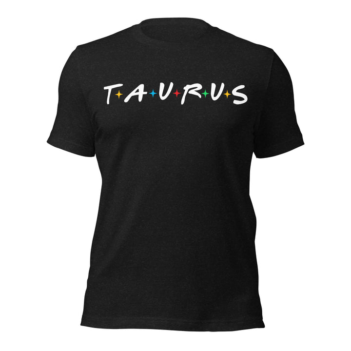 Black t-shirt with 'TAURUS' text on a white background