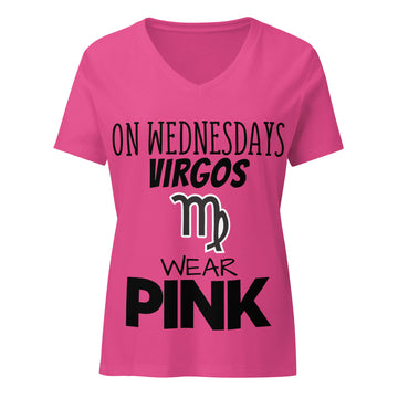 "On Wednesdays Virgo Wears Pink" zodiac v-neck t-shirt, pink, women&